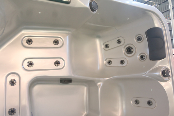 ホワイト 5人用 アクリルコーナー LEDライト 水療温水浴 E-371S